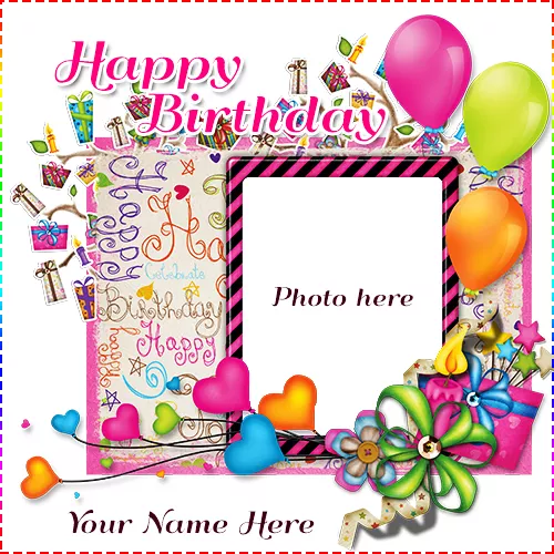 Write Name On Birthday Cake Photo Frame